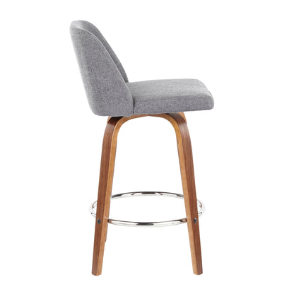 Toriano - Mid-Century Modern, Counter Stool (Set of 2) - Gray / Walnut