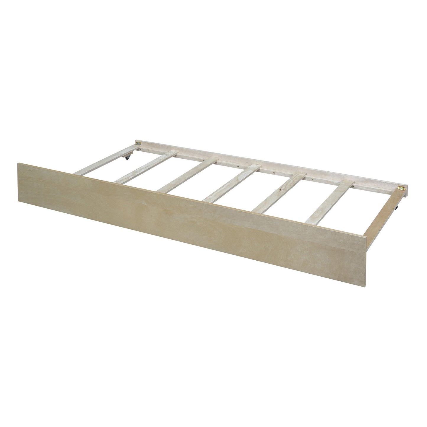 Twin Size Daybed With Trundle And Fence Guardrails - Natural