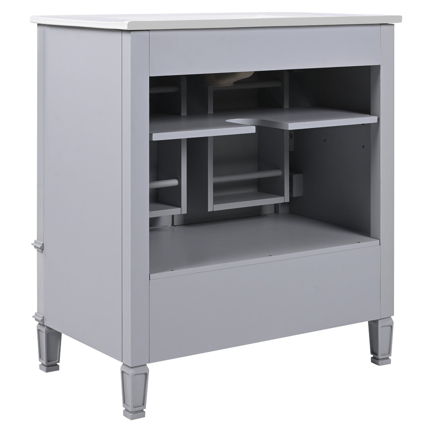 Vintage Style 30" Bathroom Vanity With Sink, Multi Functional Storage, Soft Closing Door - Gray