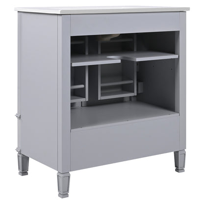 Vintage Style 30" Bathroom Vanity With Sink, Multi Functional Storage, Soft Closing Door - Gray