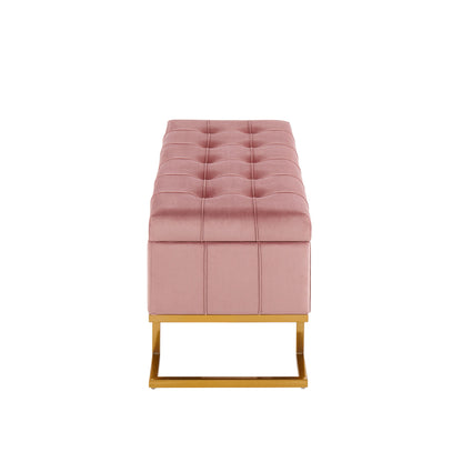 Midas - Contemporary / Glam Storage Bench - Gold / Pink