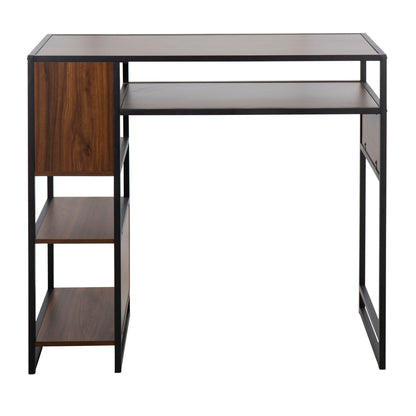 Display Farmhouse Bar Height Table With Storage Space - Black / Walnut