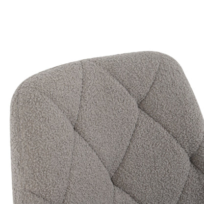 Modern Teddy Fleece Fabric Dining Chair With Chrome Legs, Soft And Comfortable - Gray