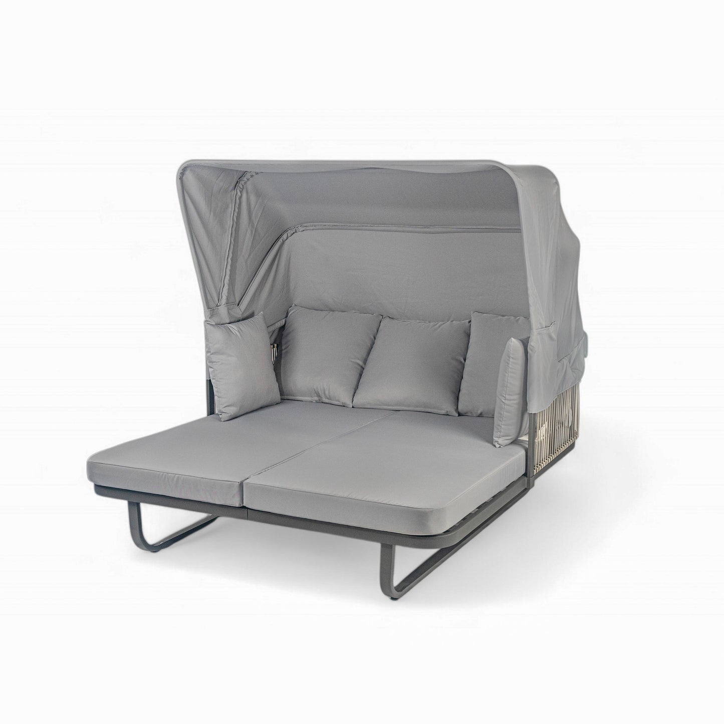 Outdoor Patio Daybed Rattan Daybed Outdoor Sunbed With Detachable Pillows For Patio, Backyard, Pool - Gray