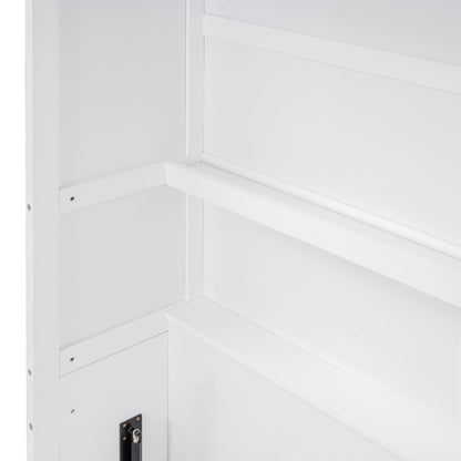 Full Size Murphy Classic Wall Bed With Shelves - White