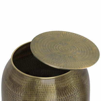 Griffen - Metal Storage Accent Table - Antique Gold