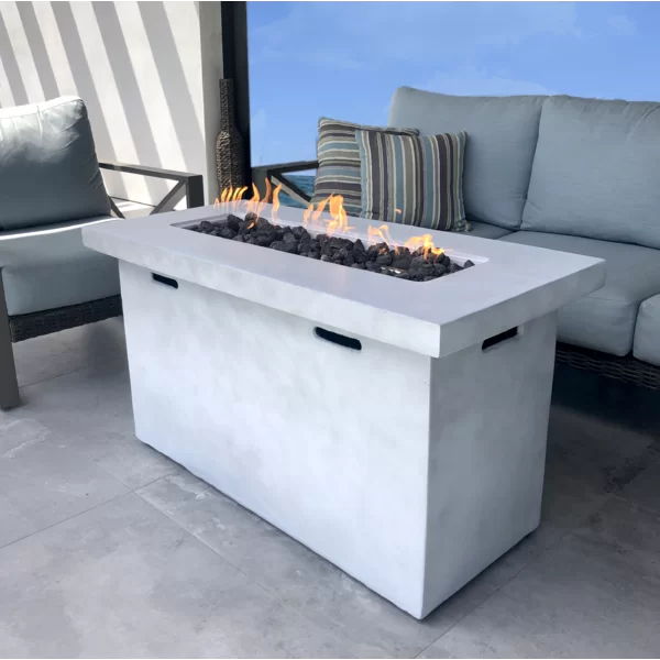Reinforced - Propane Outdoor Fire Pit Table - Natural / White