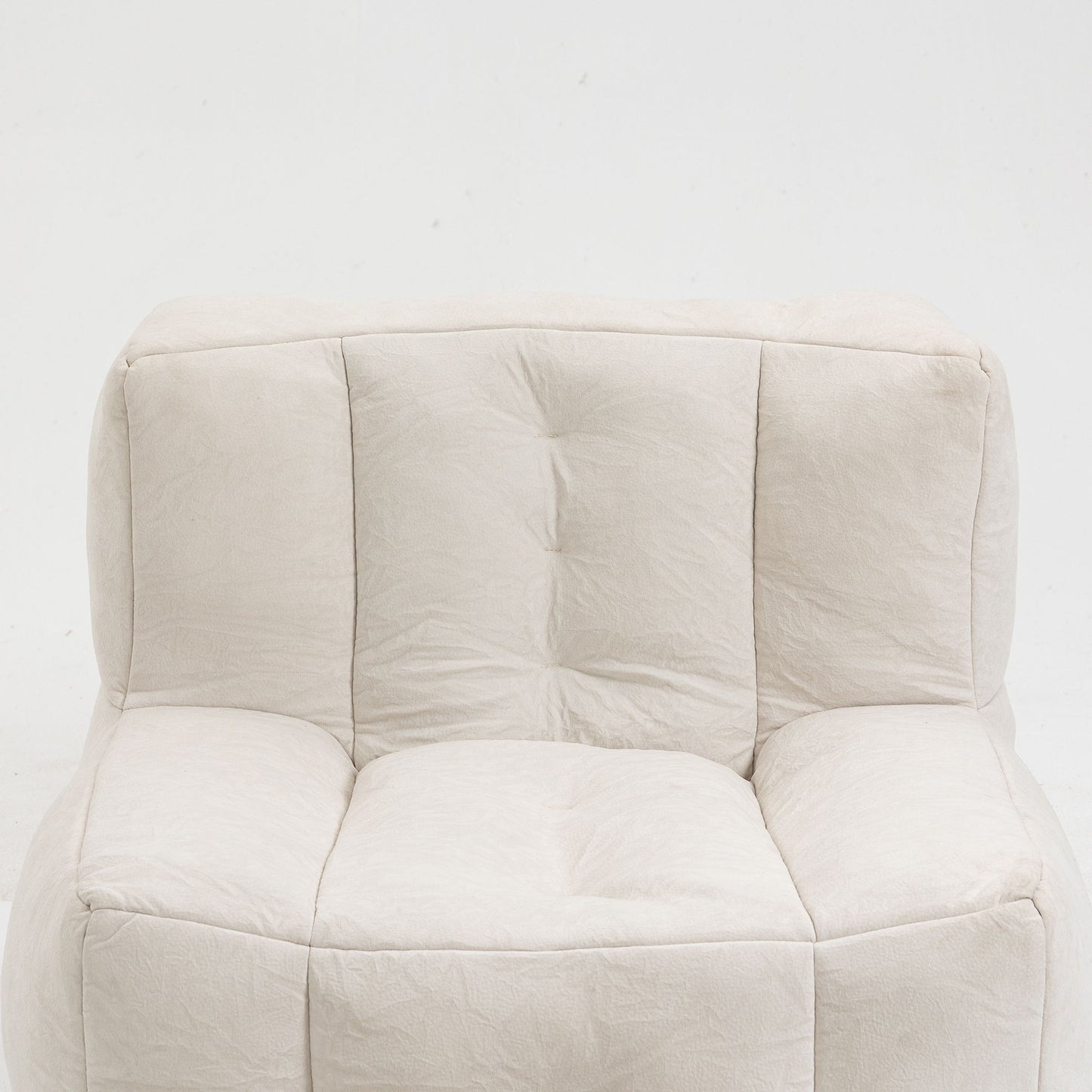 Fluffy Bean Bag Chair, Comfortable Bean Bag For Adults And Children, Super Soft Lazy Sofa Chair With Memory Foam And Ottoman, Indoor Modern Focus Bean Bag Chair For Living Room, Bedroom, Apartment - White