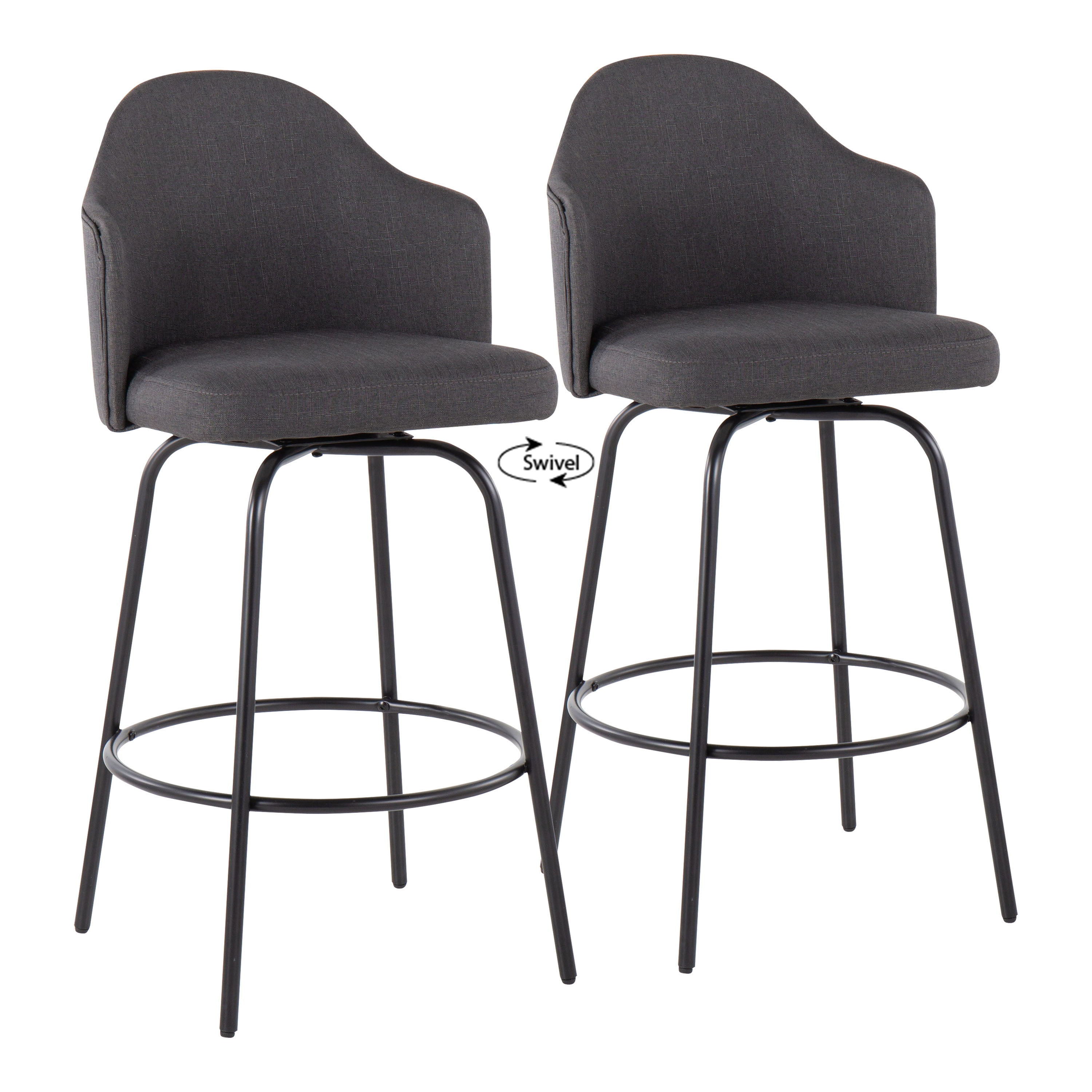 Ahoy - Contemporary Fixed Height Counter Stool (Set of 2) - Black / Charcoal