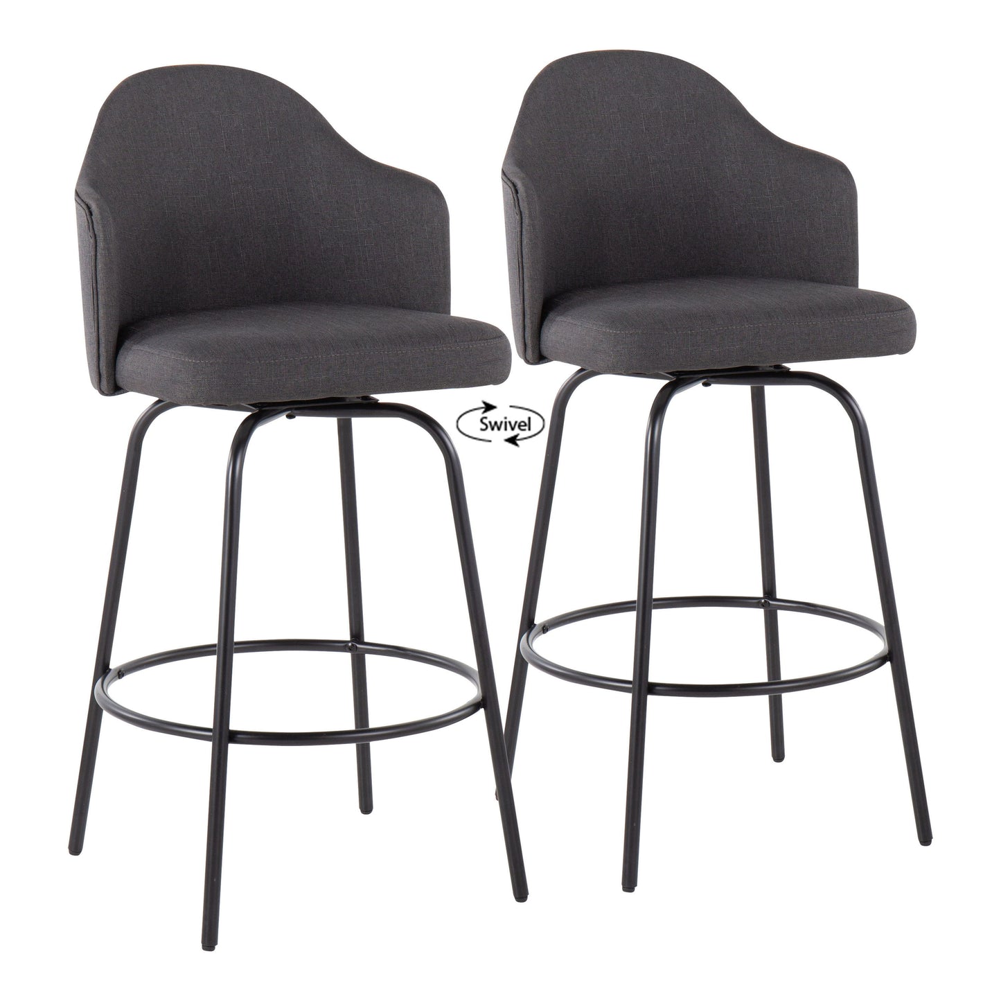 Ahoy - Contemporary Fixed Height Counter Stool (Set of 2) - Black / Charcoal