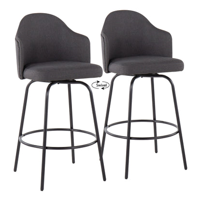 Ahoy - Contemporary Fixed Height Counter Stool (Set of 2) - Black / Charcoal