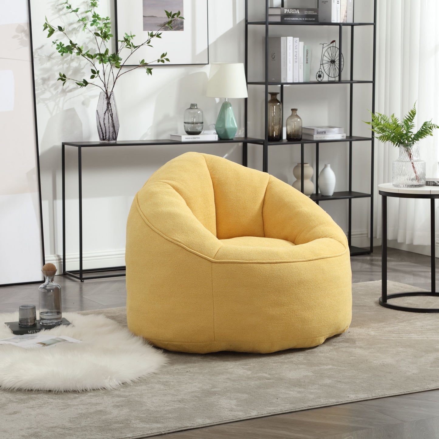 Bedding Bean Bag Sofa Chair High Pressure Foam Bean Bag Chair Adult Material With Padded Foam Padding Compressed Bean Bag With Footrest - Yellow