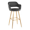 Margarite - Contemporary Fixed Height Barstool With Square Footrest (Set of 2) - Gold / Gray Gold