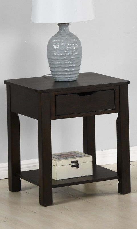 Flora - End Table With Drawer - Dark Brown