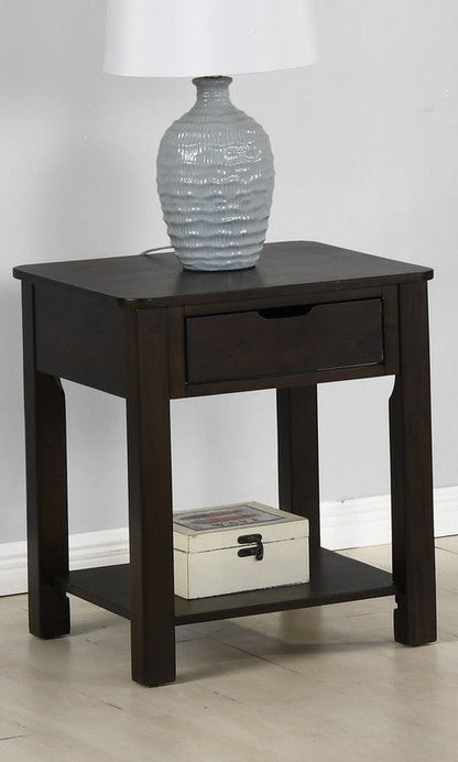 Flora - End Table With Drawer - Dark Brown