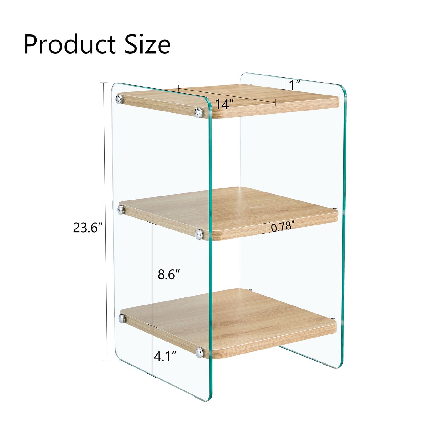 Modern 3 Layer Bedside Cabinet With Storage Function In Wood And Tempered Glass - Wood
