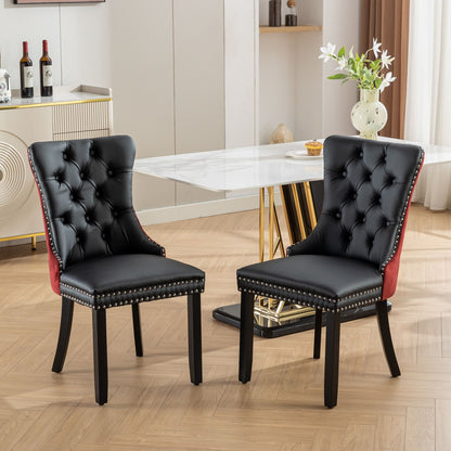 Nikki - Modern, High-End Tufted Solid Wood Contemporary And Velvet Upholstered Dining Chair With Wood Legs Nailhead Trim (Set of 2) - Black / Winered / Burgundy