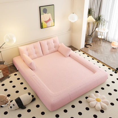 Human Dog Bed, Lazy Sofa Couch, Multifunctional Foldable Sofa Bed, 3 In 1 Teddy Fabric Sleeper Sofa Bed For Living Room Guest Bed, Playroom - Pink
