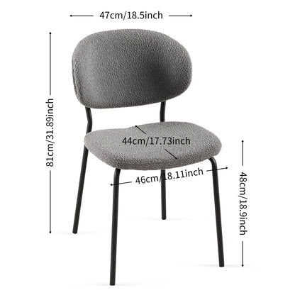 Boucle Dining Chairs, Dining Chairs With Metal Legs For Dining Room, Kitchen, Living Room (Set of 2) - Gray
