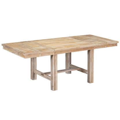 Topmax - 6 Piece Farmhouse Extendable Dining Table With Footrest, 4 Upholstered Dining Chairs And Dining Bench, Two 11" Removable Leaf - Natural / Beige