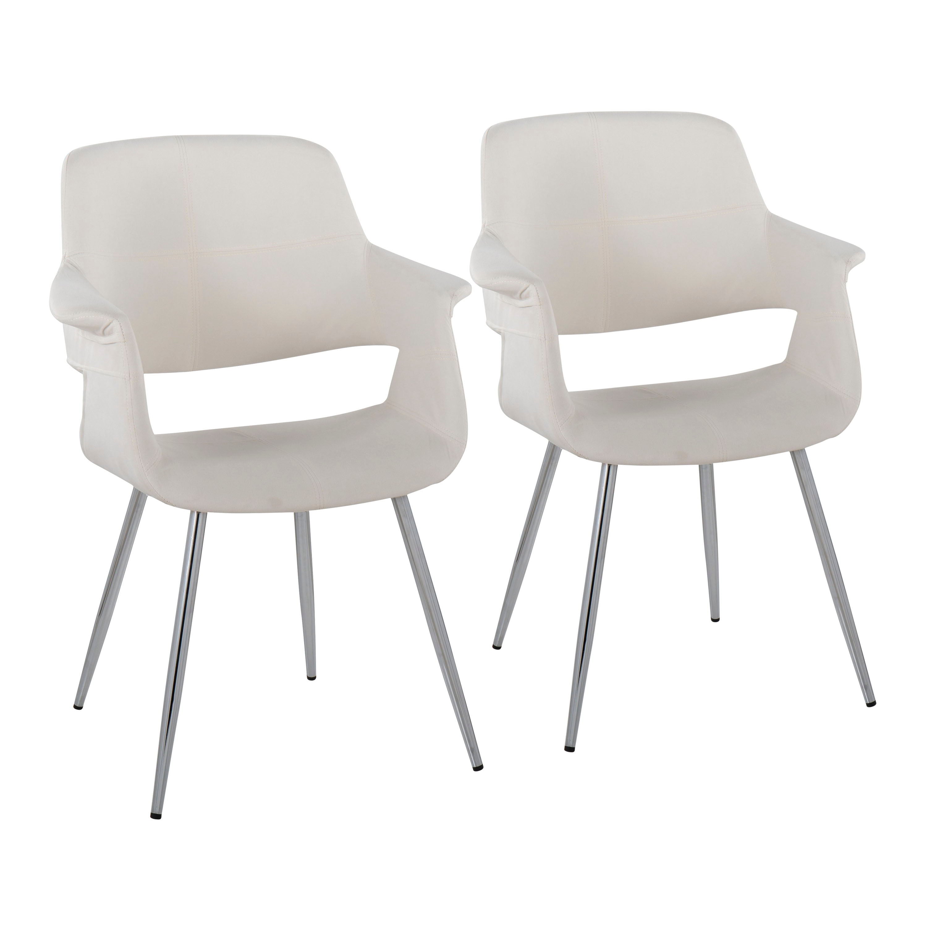 Vintage Flair - Glam / Art Deco Chair (Set of 2) - Chrome / Cream