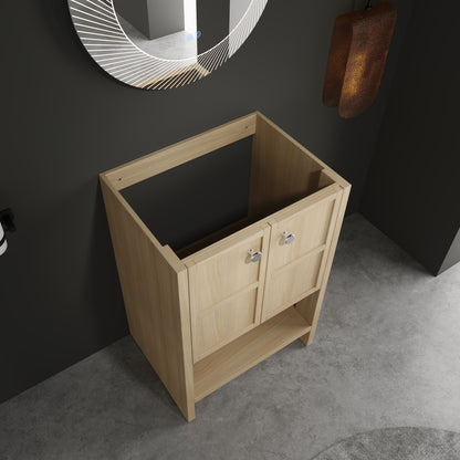 Modern Freestanding Bathroom Vanity With 2 Soft Closing Doors, Excluding Sink - Oak