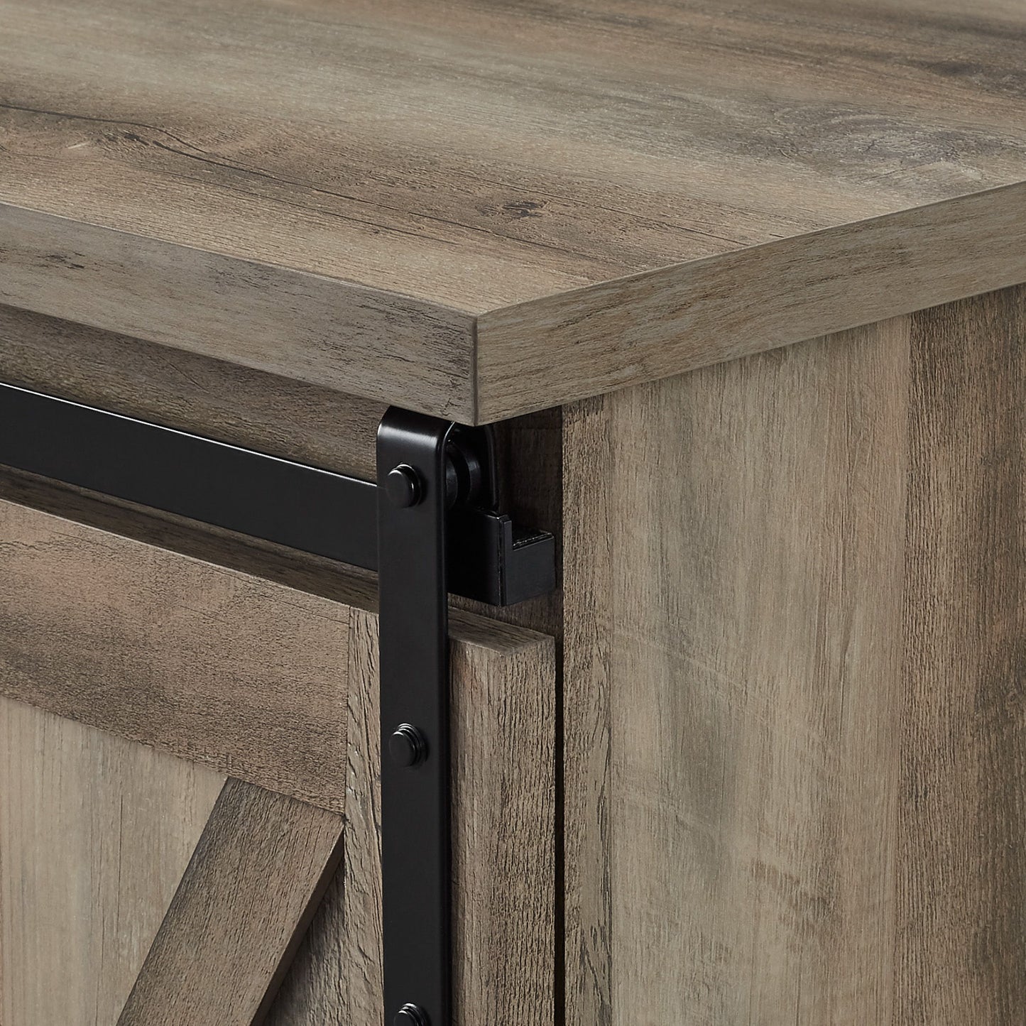 Farmhouse Sliding X Barn Door 58" TV Stand For 65" TVs - Gray Wash