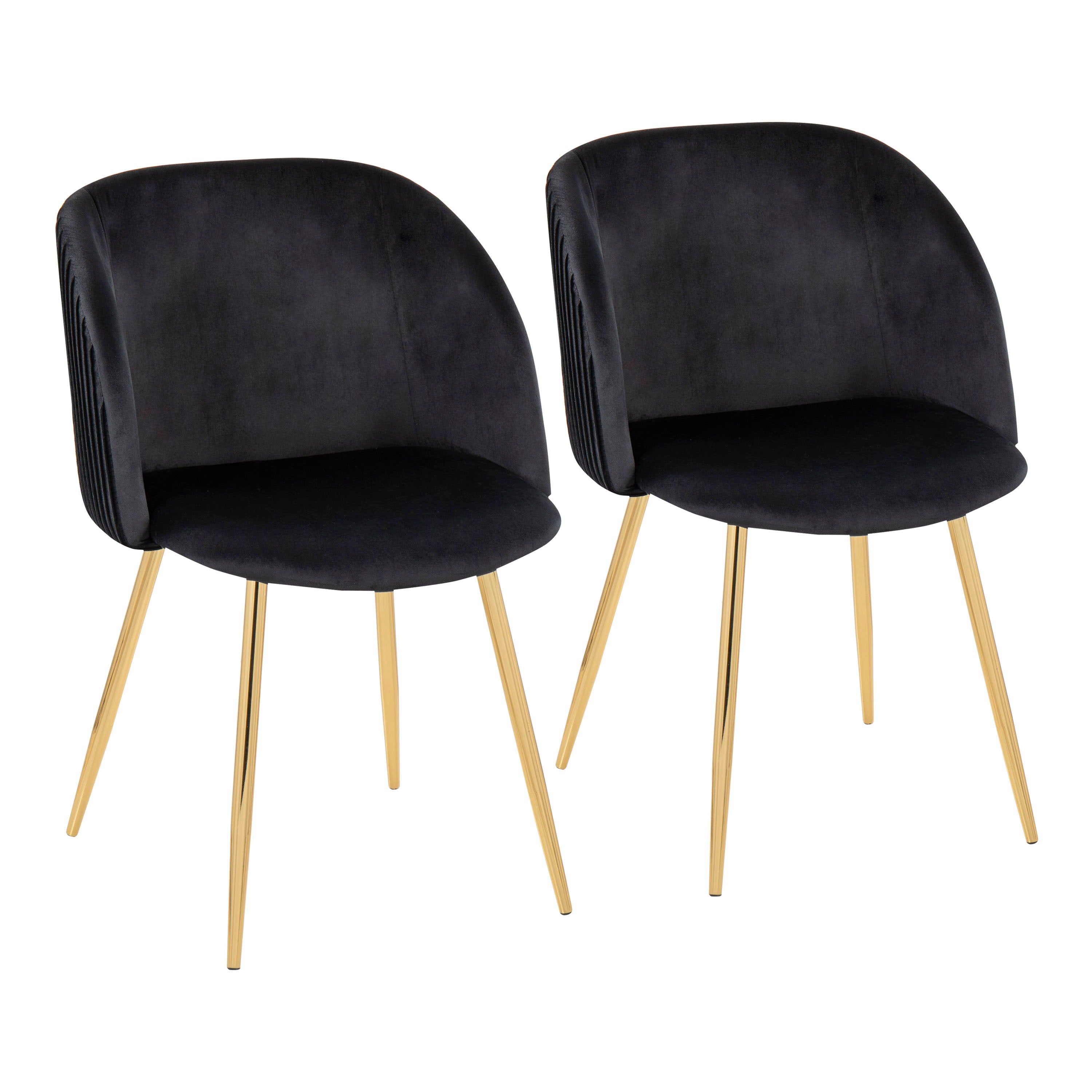 Fran - Pleated Contemporary Chair (Set of 2) - Gold / Pleated Black