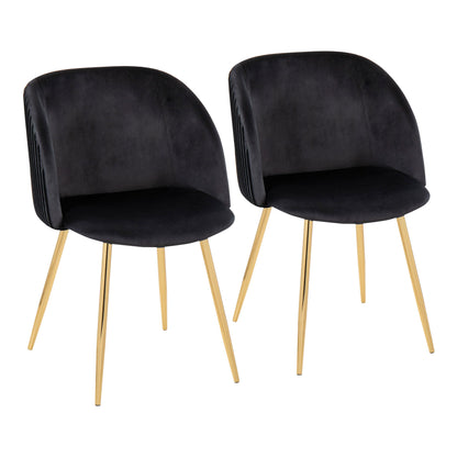 Fran - Pleated Contemporary Chair (Set of 2) - Gold / Pleated Black