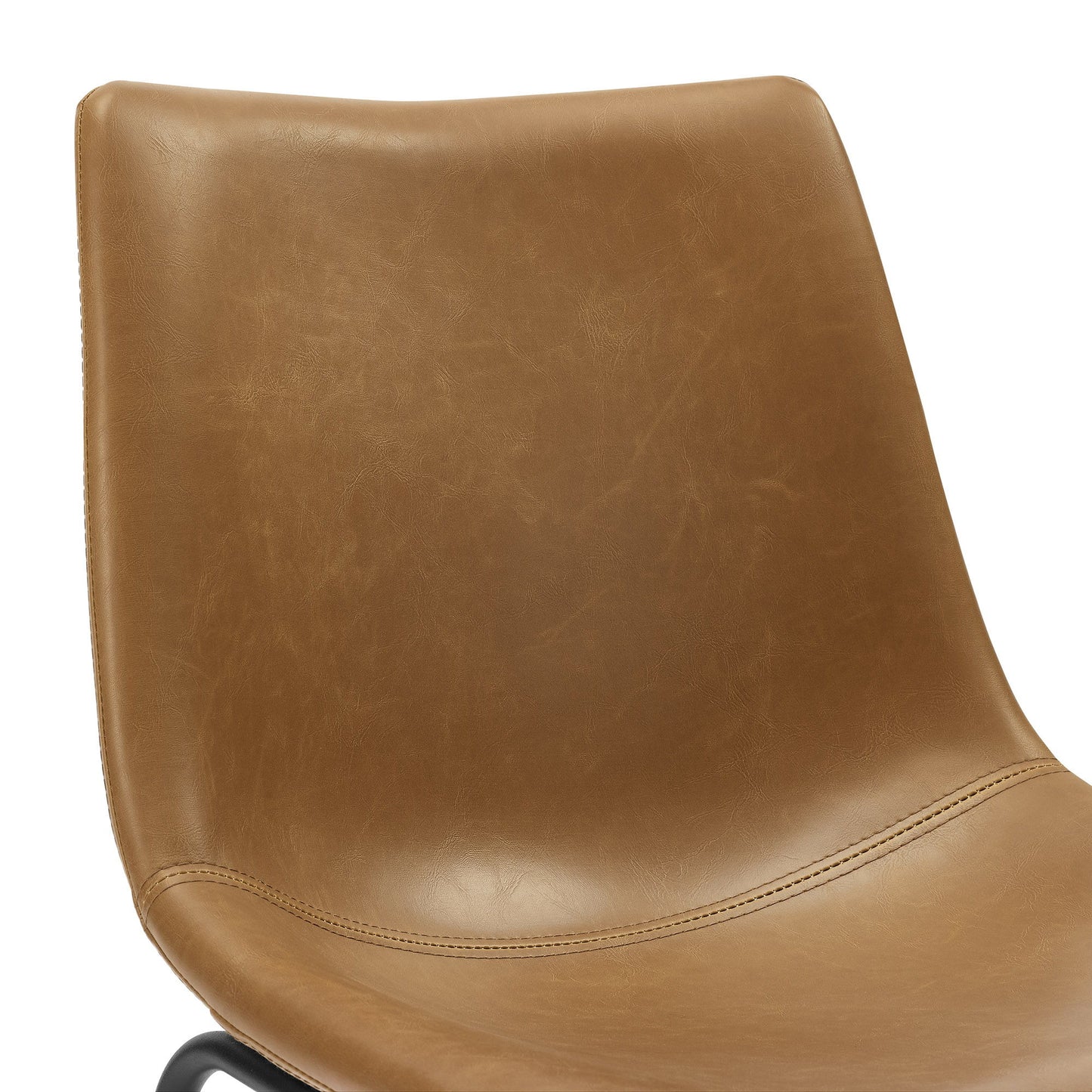 Industrial Faux Leather Counter Stools (Set of 2) - Whiskey Brown