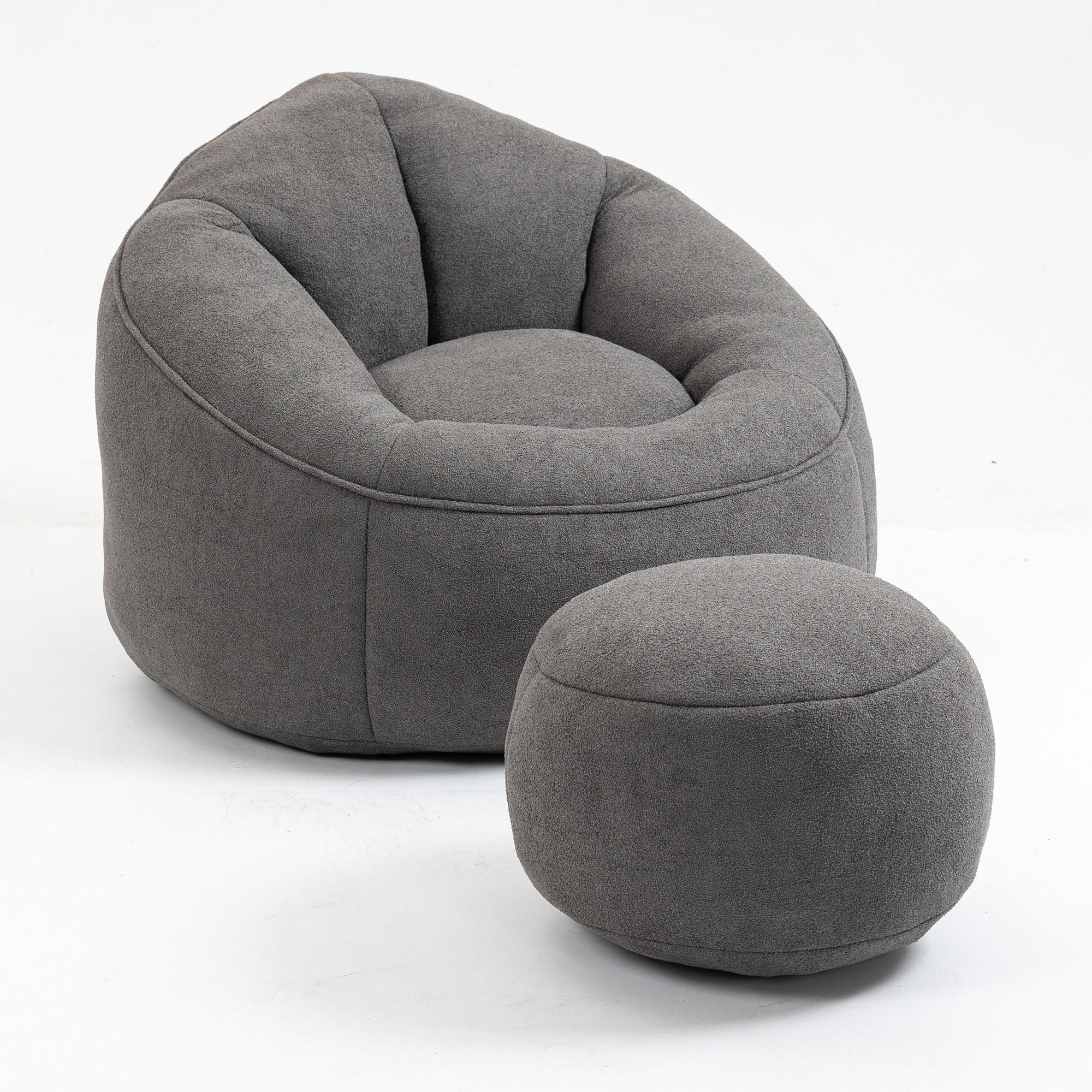 Bedding Bean Bag Sofa Chair High Pressure Foam Bean Bag Chair Adult Material With Padded Foam Padding Compressed Bean Bag With Footrest - Gray