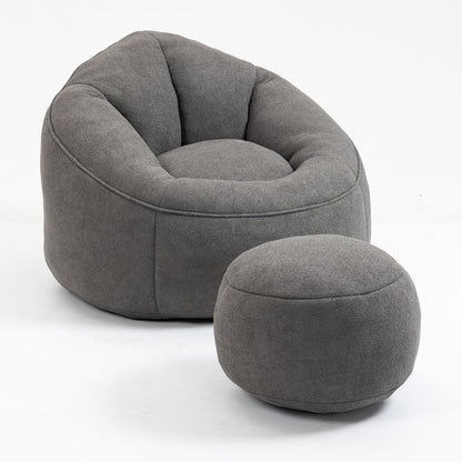 Bedding Bean Bag Sofa Chair High Pressure Foam Bean Bag Chair Adult Material With Padded Foam Padding Compressed Bean Bag With Footrest - Gray