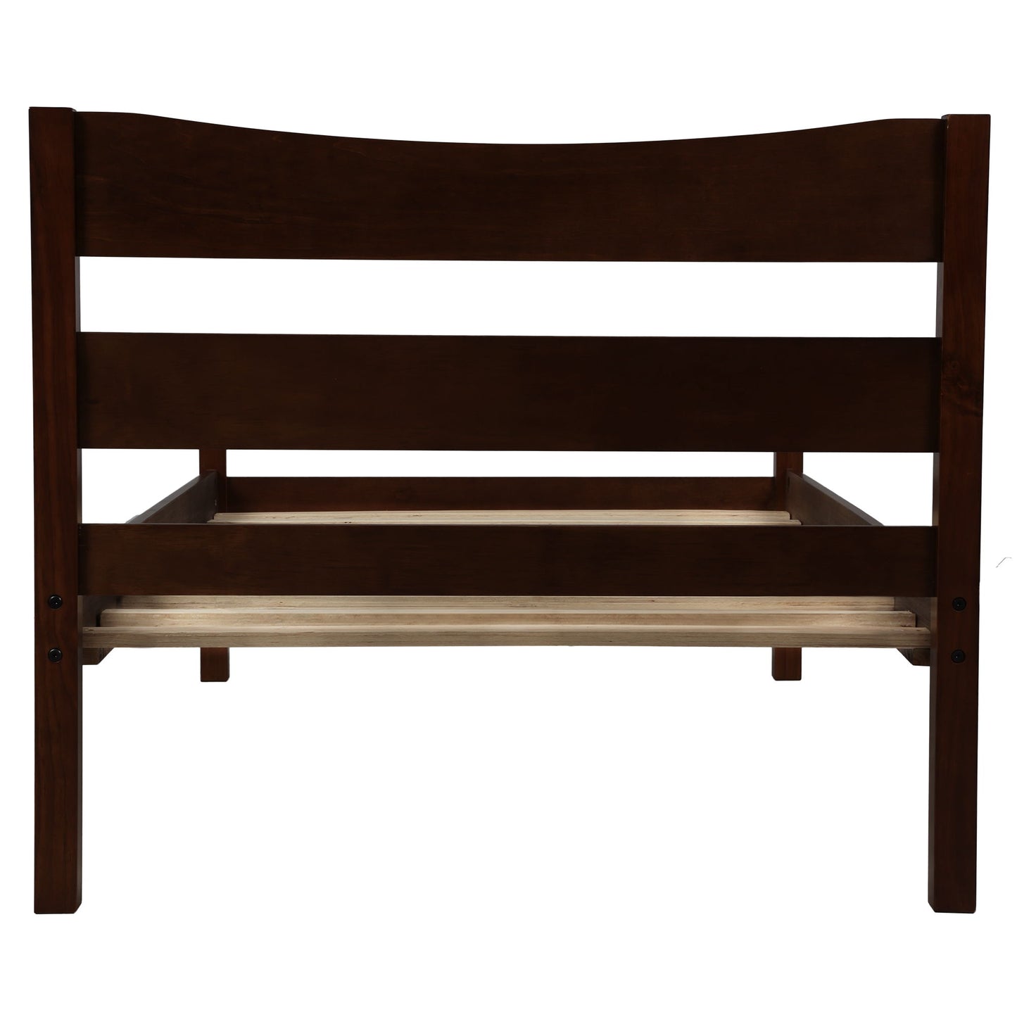 Twin Size Platform Bed With Headboard And Slat Support - Espresso