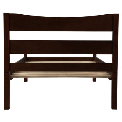Twin Size Platform Bed With Headboard And Slat Support - Espresso