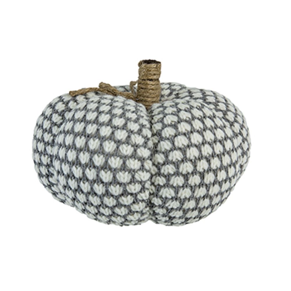 Knite Pumpkin Ornament Decor For Holiday Harvest Festival Fall Festival & Thanksgiving (Set of 4) - Gray