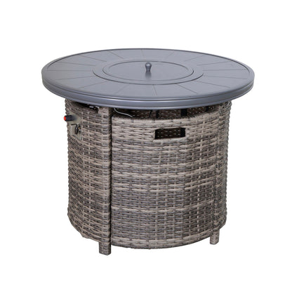 Outdoor Fire Pit Table With Lid - Gray Mix