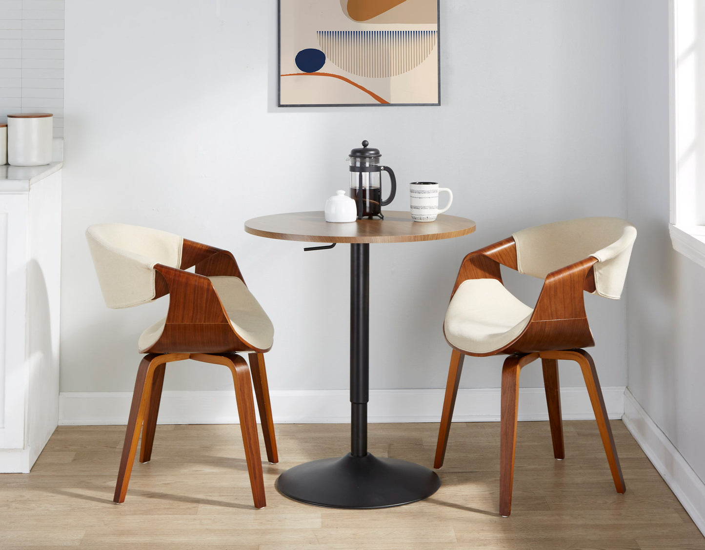 Elia - Contemporary Adjustable Bar Table - Black / Walnut