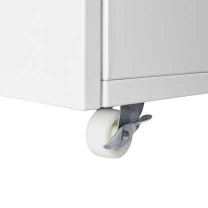 Office Furniture Copier Cabinet 2 Door Steel Copier Stand Mobile Pedestal File Printer Stand - White