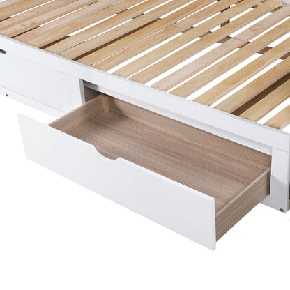 Daybed With Trundle And Two Storage Drawers, Sofa Bed For Bedroom - White