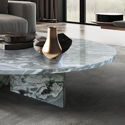 Natural Marble Coffee Table With Polished Surface For Living Room - Blue / Gray
