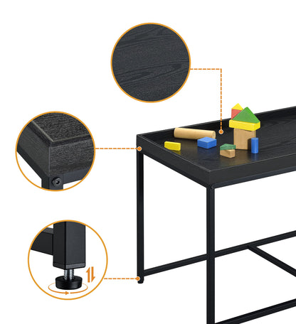 Monty - Wood Grain 3 Piece Coffee Table Set With Raised Edges (Set of 3) - Black