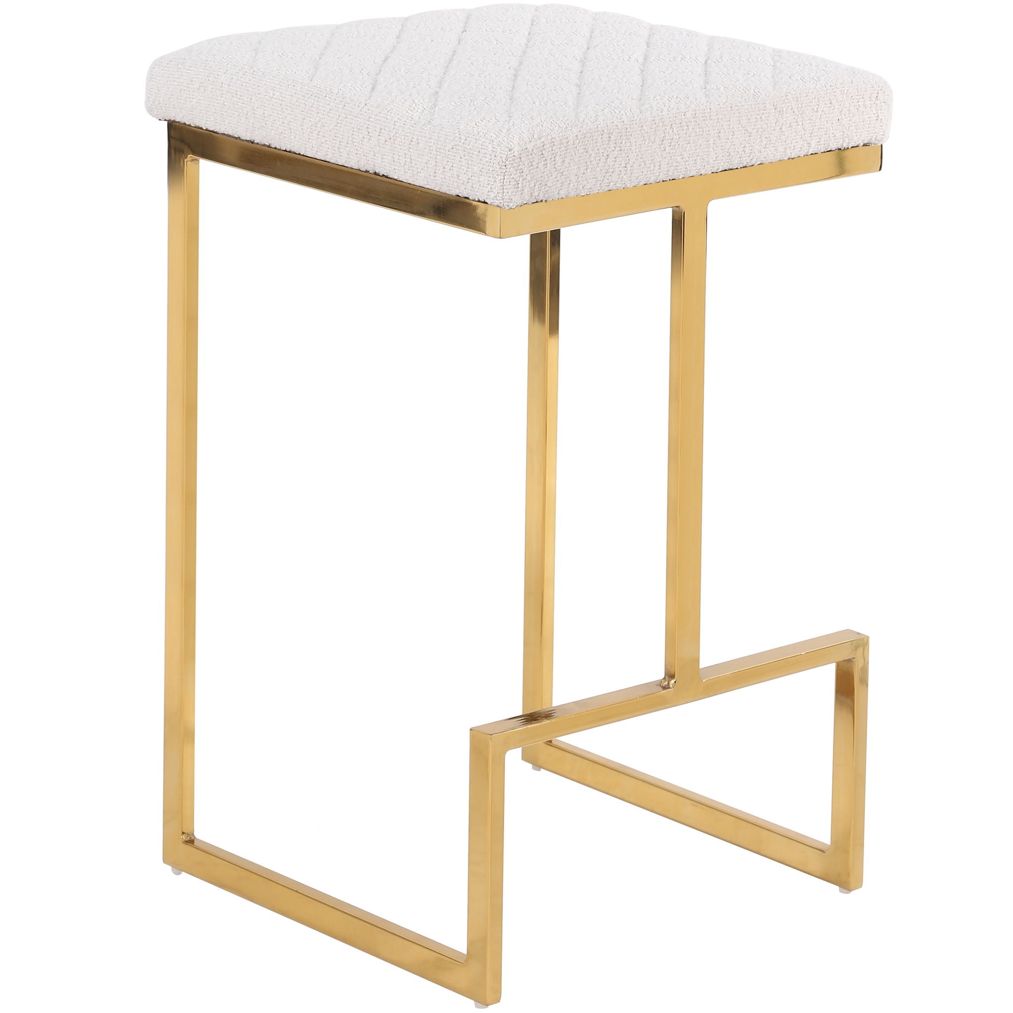 Joel - Mid-Century Modern Luxury Upholstered Stool - White