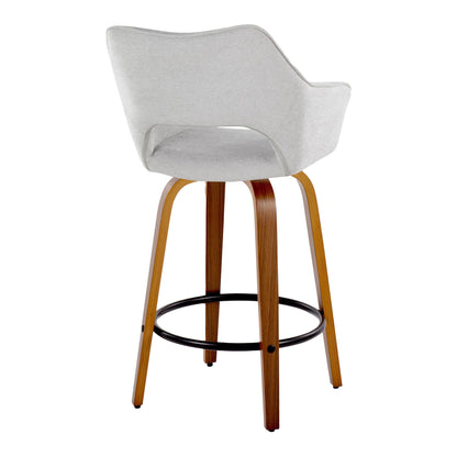 Mustang - Contemporary Fixed Height Counter Stool With Swivel With Round Footrest (Set of 2) - Walnut / Gray