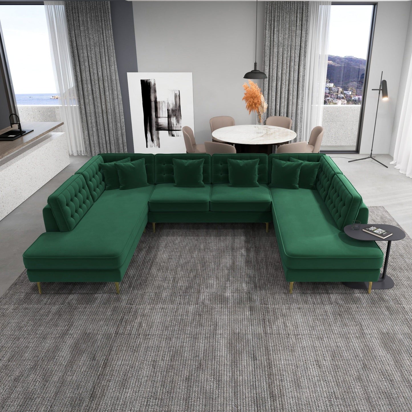 Brooke - U Shape Corner Sofa - Green