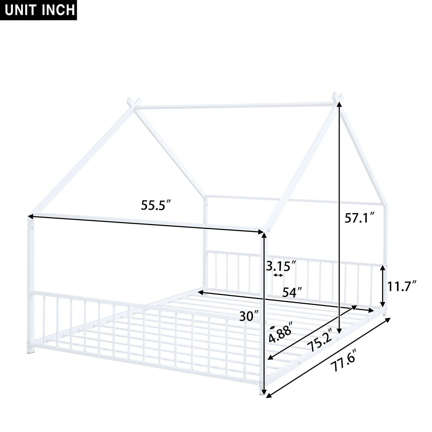 Full Size House Bed - White