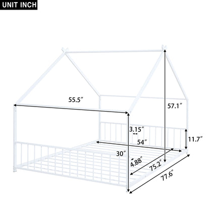 Full Size House Bed - White