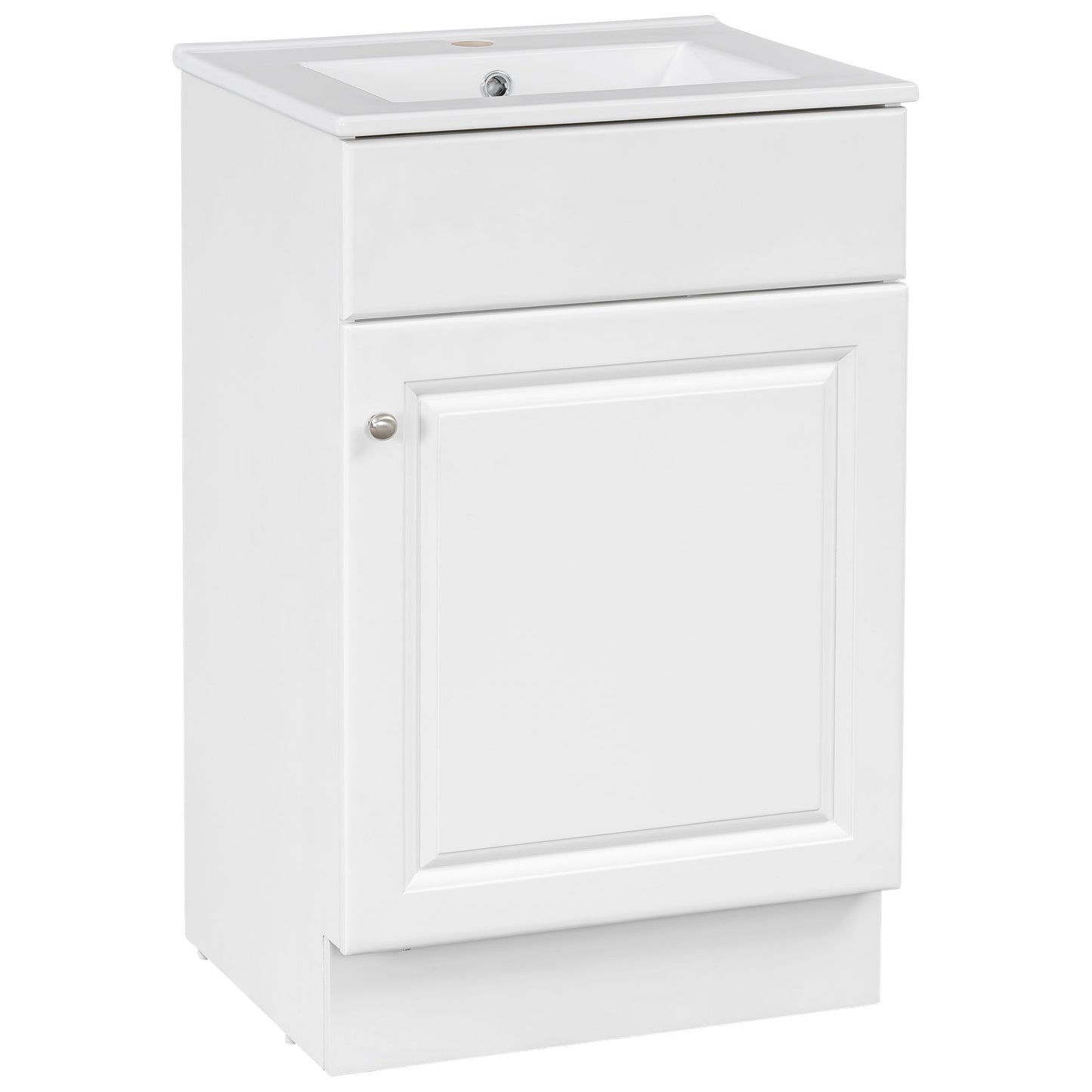 20" Bathroom Vanity With Sink, Freestanding Cabinet With Door Shelf And Adjustable Shelf, And Ceramic Construction - White