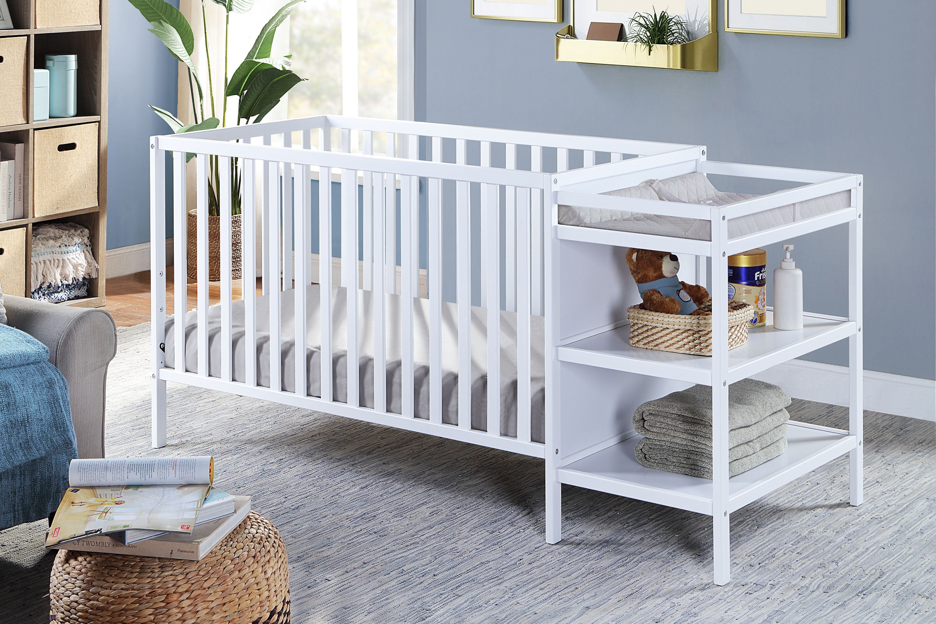 Palmer - 3 In 1 Convertible Crib, Changer Combo - White