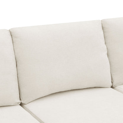 Modular U Shaped Sectional With Ottomans, Luxury Cloud Floor Couch With Deep Seat Fully Compressed Upholstered Sofa - Beige