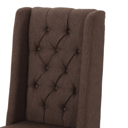 Elegant Tufted Dining Chair (Set of 2) With High Backrest - Dark Brown